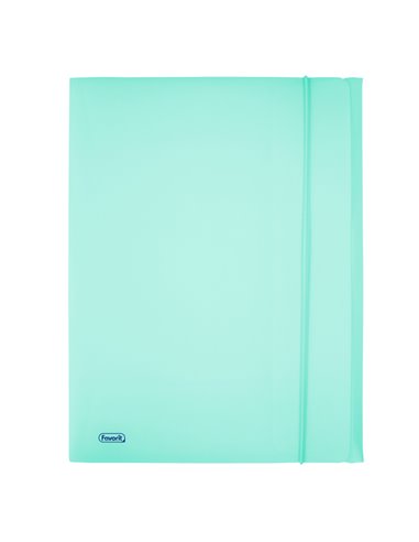 Cartella 3L c/elastico PPL PASTEL azzurro f.to utile 24x33cm Favorit 400116601 FAVORIT CARTELLINE A TRE LEMBI PLASTICA