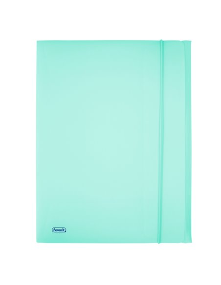 Cartella 3L c/elastico PPL PASTEL azzurro f.to utile 24x33cm Favorit 400116601 FAVORIT CARTELLINE A TRE LEMBI PLASTICA