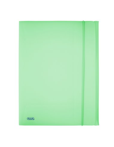 Cartella 3L c/elastico PPL PASTEL verde f.to utile 24x33cm Favorit 400116604 FAVORIT CARTELLINE A TRE LEMBI PLASTICA