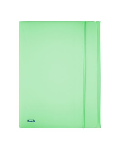 Cartella 3L c/elastico PPL PASTEL verde f.to utile 24x33cm Favorit 400116604 FAVORIT CARTELLINE A TRE LEMBI PLASTICA