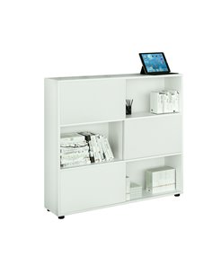 Libreria bassa a 3 ripiani ante scorr. 120X35cm H116cm BIANCO/BIANCO - Tetris 17065/33 ARTEXPORT LIBRERIE