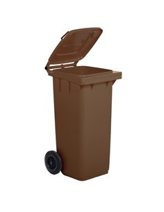 Bidone carrellato 120Lt marrone per raccolta differenziata 1/120/5-BRB Mobil Plastic PATTUMIERE E BIDONI