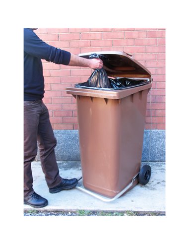 Bidone carrellato 120Lt marrone per raccolta differenziata 1/120/5-BRB Mobil Plastic PATTUMIERE E BIDONI