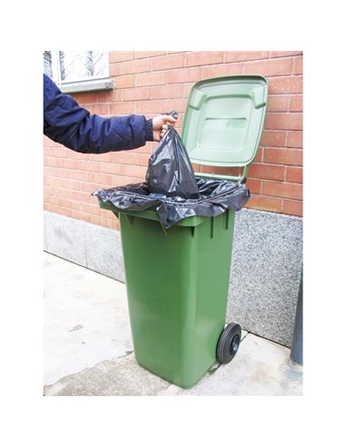 Bidone carrellato 120Lt verde scuro per raccolta differenziata 1/120/5-VES Mobil Plastic PATTUMIERE E BIDONI