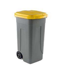 Bidone mobile Cento 100Lt grigio c/coperchio giallo per raccolta differenziata 100/GRC-GIA