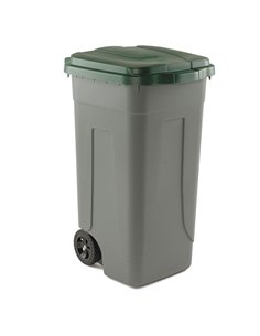 Bidone mobile Cento 100Lt grigio c/coperchio verde per raccolta differenziata 100/GRC-VES Mobil Plastic PATTUMIERE E BIDONI