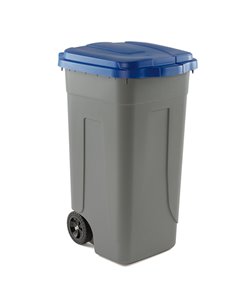 Bidone mobile Cento 100Lt grigio c/coperchio blu per raccolta differenziata 100/GRC-BLB Mobil Plastic PATTUMIERE E BIDONI