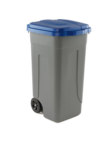 Bidone mobile Cento 100Lt grigio c/coperchio blu per raccolta differenziata 100/GRC-BLB Mobil Plastic PATTUMIERE E BIDONI