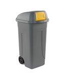 Bidone mobile Cento Push 100Lt grigio c/coperchio giallo per raccolta diff. 100P/GRC-GIA