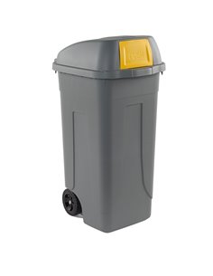Bidone mobile Cento Push 100Lt grigio c/coperchio giallo per raccolta diff. 100P/GRC-GIA Mobil Plastic PATTUMIERE E BIDONI