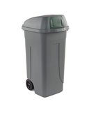 Bidone mobile Cen Push 100Lt grigio c/coperchio verde per raccolta diff. 100P/GRC-VES