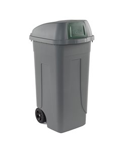Bidone mobile Cen Push 100Lt grigio c/coperchio verde per raccolta diff. 100P/GRC-VES