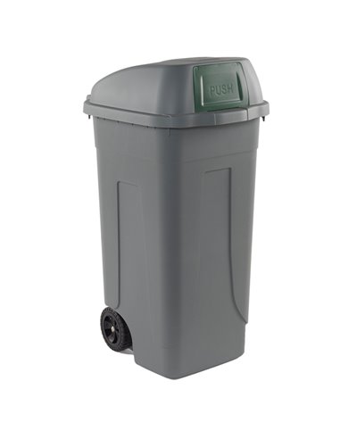 Bidone mobile Cen Push 100Lt grigio c/coperchio verde per raccolta diff. 100P/GRC-VES