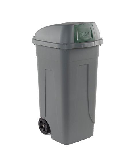 Bidone mobile Cen Push 100Lt grigio c/coperchio verde per raccolta diff. 100P/GRC-VES