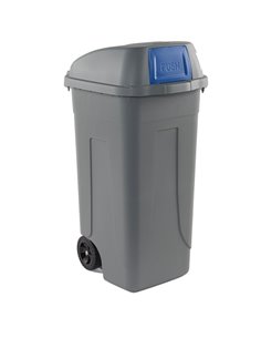 Bidone mobile Cento Push 100Lt grigio c/coperchio blu per raccolta diff. 100P/GRC-BLB Mobil Plastic PATTUMIERE E BIDONI