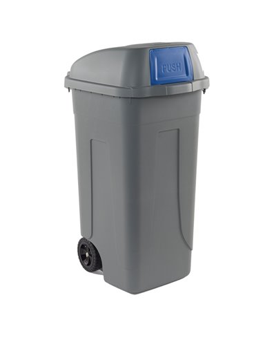 Bidone mobile Cento Push 100Lt grigio c/coperchio blu per raccolta diff. 100P/GRC-BLB Mobil Plastic PATTUMIERE E BIDONI