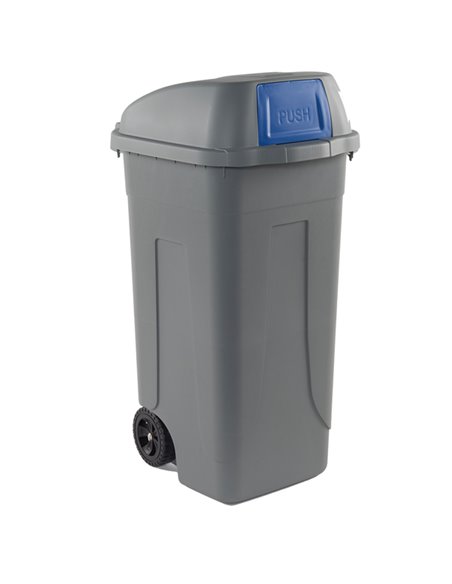 Bidone mobile Cento Push 100Lt grigio c/coperchio blu per raccolta diff. 100P/GRC-BLB Mobil Plastic PATTUMIERE E BIDONI