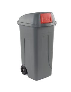 Bidone mobile Cento Push 100Lt grigio c/coperchio rosso per raccolta diff. 100P/GRC-ROB Mobil Plastic PATTUMIERE E BIDONI
