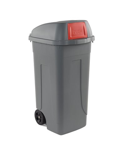 Bidone mobile Cento Push 100Lt grigio c/coperchio rosso per raccolta diff. 100P/GRC-ROB Mobil Plastic PATTUMIERE E BIDONI