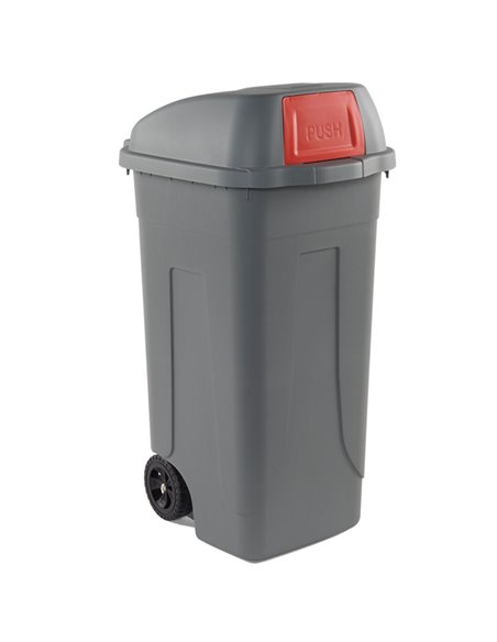 Bidone mobile Cento Push 100Lt grigio c/coperchio rosso per raccolta diff. 100P/GRC-ROB Mobil Plastic PATTUMIERE E BIDONI