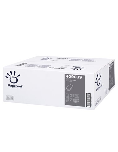 Pacco 266 asciugamani piegati a V goffrato onda Ecolabel Papernet 409039