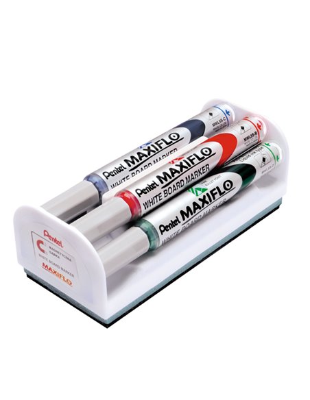Set 4 marcatori Maxiflo MWL5S 4mm assort. + cancellino Pentel MWL5S-4N PENTEL CANCELLINI E KIT PER LAVAGNE