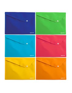 6 buste c/bottone in PPL Colorosa 33x24.5cm colori assortiti RiPlast 361908 Colorosa CARTELLINE IN PLASTICA CON BOTTONE