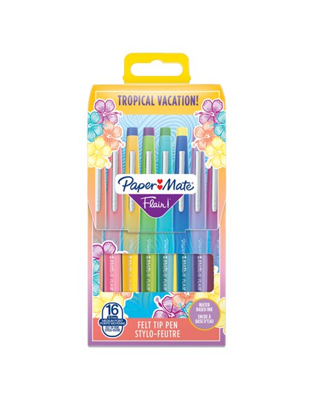 Astuccio 16 colori Tropical pennarello Flair Nylon Papermate 2061396