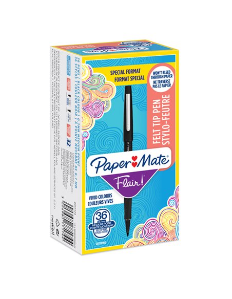 Value pack 30+6 pennarello Flair nylon nero punta 1.1mm Papermate 2077174