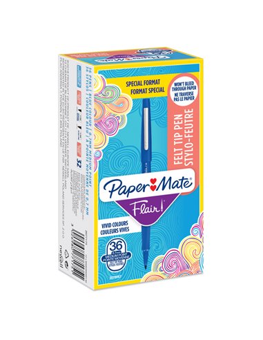 Value pack 30+6 Pennarello Flair nylon blu punta 1.1mm Papermate 2077175
