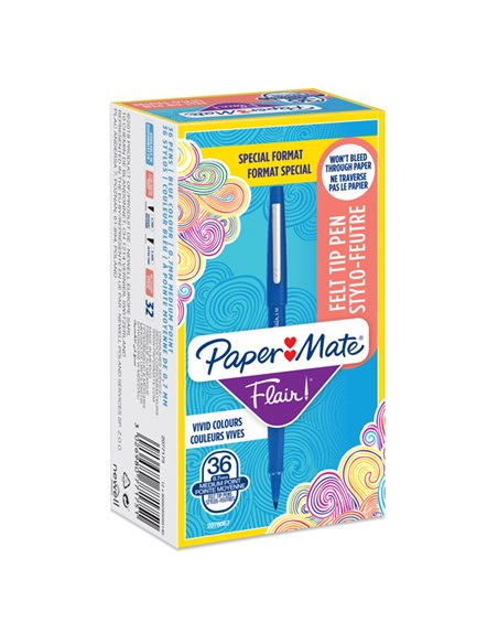 Value pack 30+6 Pennarello Flair nylon blu punta 1.1mm Papermate 2077175