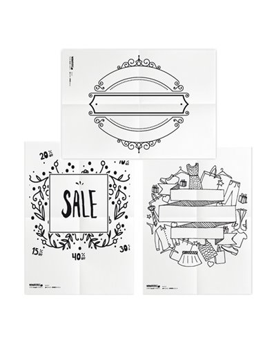 Set 3 stencil su foglio A2 a tema "SCONTI" Securit WD-3A2-SP