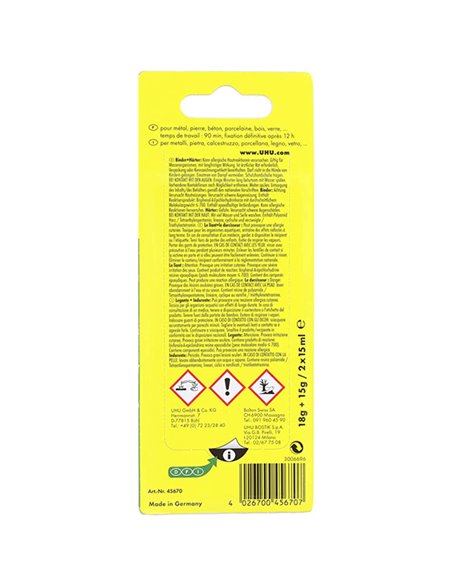 Colla bicomponente PLUS 90 min 30ml 2x15ml 7000068 UHU COLLE SPECIALI