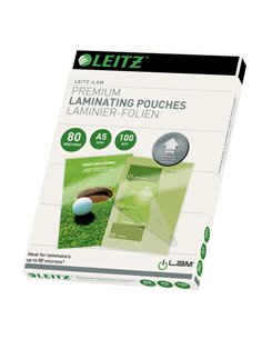 Scatola 100 pouches UDT A5 154 x 216mm 80my Leitz 74920000 LEITZ POUCHES PER PLASTIFICARE
