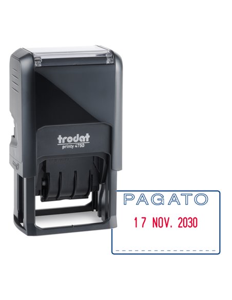 Timbro Printy 4750/2 4.0 41x24mm DATARIO+PAGATO autoinch. TRODAT 141062 TRODAT DATARI-NUMERATORI-POLINOMI
