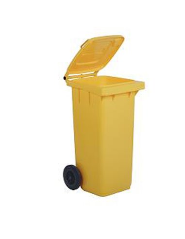 Bidone carrellato 120Lt giallo per raccolta differenziata 1/120/5-GIA Mobil Plastic PATTUMIERE E BIDONI