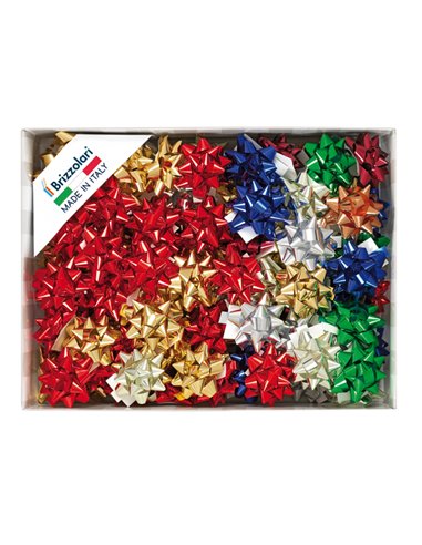 100 stelle nastro metal 6870 10mmxØ5cm colori assortiti Brizzolari 00063400 BRIZZOLARI NASTRI-FIOCCHI-STELLE