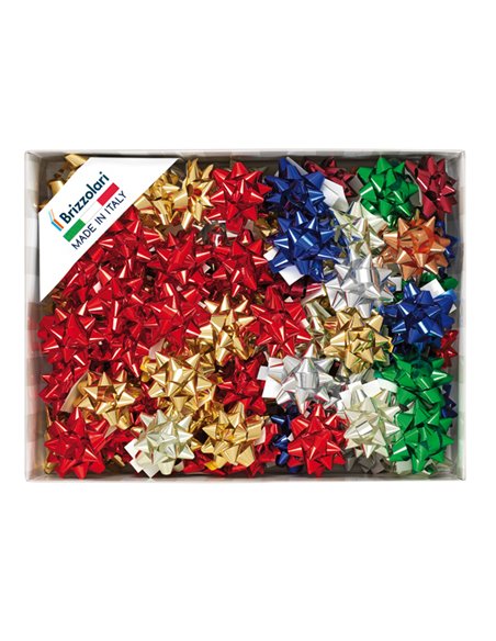100 stelle nastro metal 6870 10mmxØ5cm colori assortiti Brizzolari 00063400 BRIZZOLARI NASTRI-FIOCCHI-STELLE