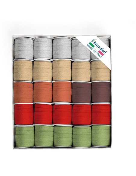 25 rocche Glitty 68245 10mmx5mt colori assortiti Brizzolari 02307500 BRIZZOLARI NASTRI-FIOCCHI-STELLE