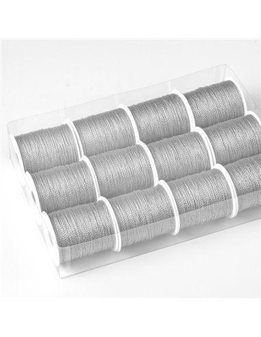12 rocchette cordonetto 2 capi 20mt argento Brizzolari 00043404