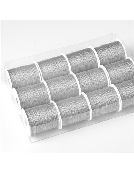 12 rocchette cordonetto 2 capi 20mt argento Brizzolari 00043404