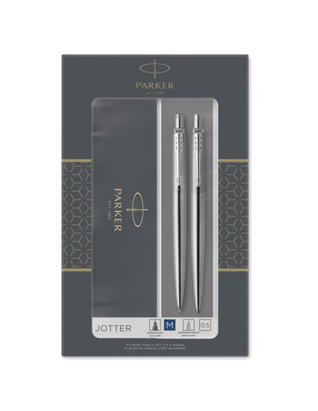 Gift Set portamine 0,5mm + sfera M Jotter stainless steel CT Parker 2093256 PARKER SFERE E MULTIFUNZIONE