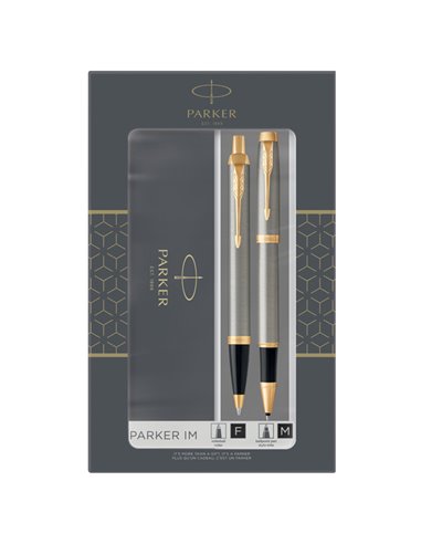 Gift Set sfera M + roller a sfera IM Brushed Metal GT Parker 2093217 PARKER SFERE E MULTIFUNZIONE