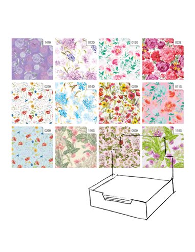 Scatola 100fg carta regalo Raso Fiori 70x100cm Rex Sadoch R4403GEN