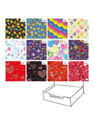 Scatola 100fg carta regalo Raso Fantasia 70X100cm Rex Sadoch R4414GEN