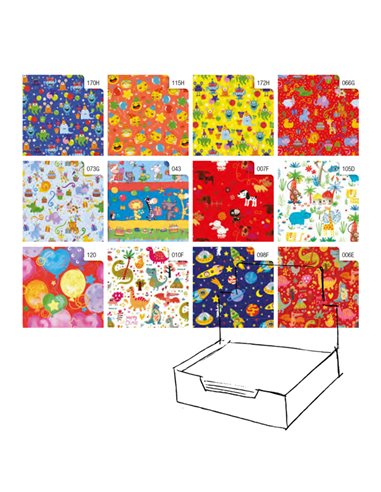 Scatola 100fg carta regalo Raso Bambini 70X100cm Rex Sadoch R4407GEN REX SADOCH CARTA REGALO