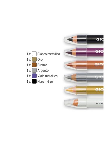 Set 6 matite cosmetiche Make Up colori metal mina da Ø 6,5mm Giotto 474100