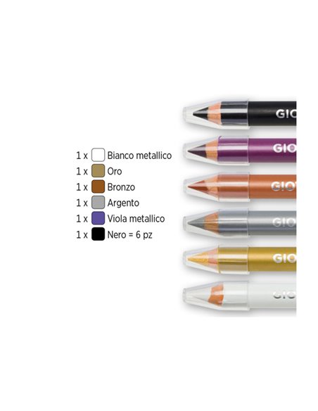 Set 6 matite cosmetiche Make Up colori metal mina da Ø 6,5mm Giotto 474100