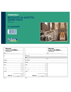 Blocco 100 ricevute/fatture di affitto madre-figlia 10x21,5cm DU160200000 DU160200000 DATA UFFICIO BLOCCHI RICEVUTE-FATTURE