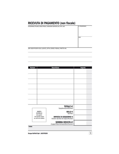 Blocco ricevute BB e affittacamere 25/25copie autoric16,8x10cm DU16257B250 DU DU16257B250